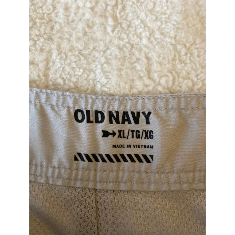 Old Navy Mens Board Shorts Gray Navy Blue Striped Swim Trunks XL Side‎ Pocket